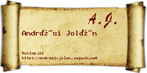 Andrási Jolán névjegykártya