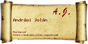 Andrási Jolán névjegykártya